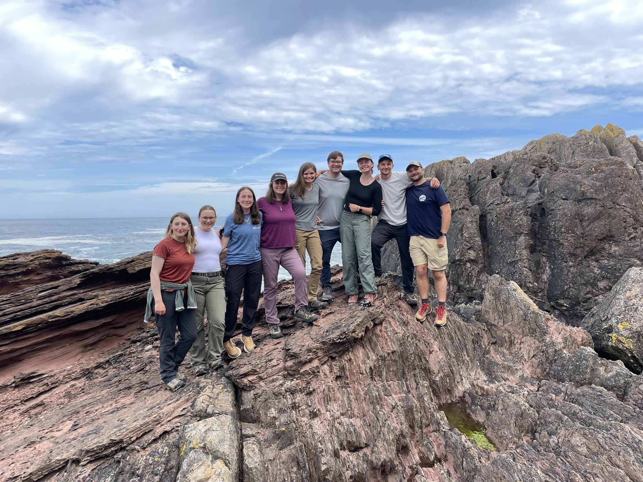 Students on a rock